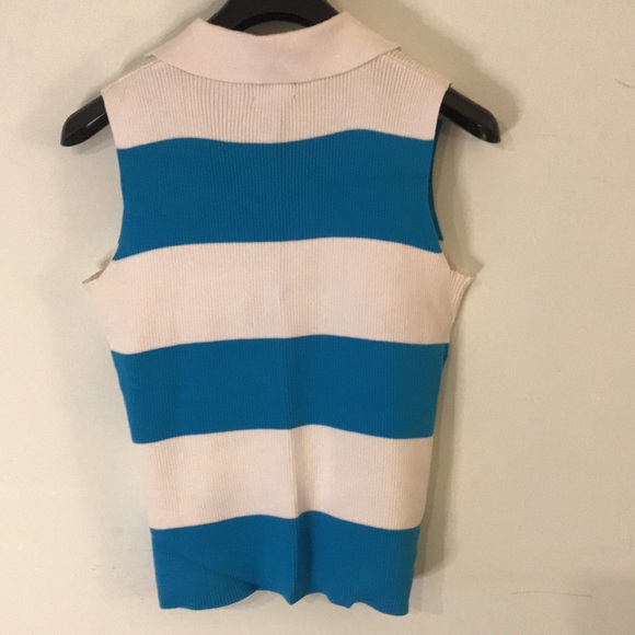 Rafaella Turquoise Sleeveless Striped Top Large - Picture 2 of 5